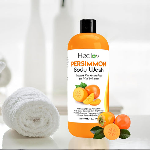 Persimmon Body Wash for Body Odor Control – Natural Deodorant Soap for Kids Safe Use