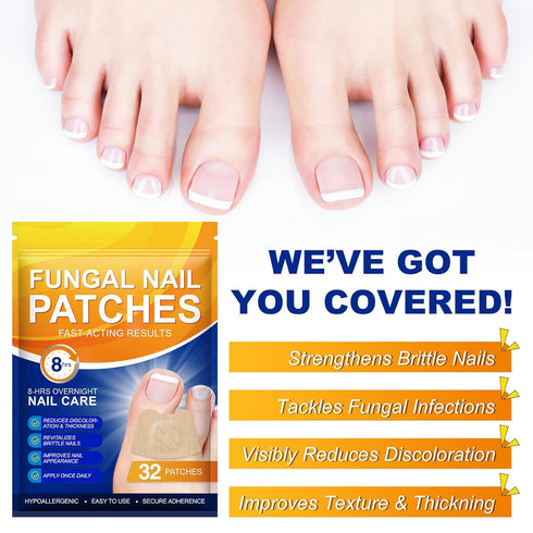 Weluno 32 8-Hour Nail Patches PCS, Toenail Treatment Extra Strength, Overnight Nail Fast Acting Repair Effortless