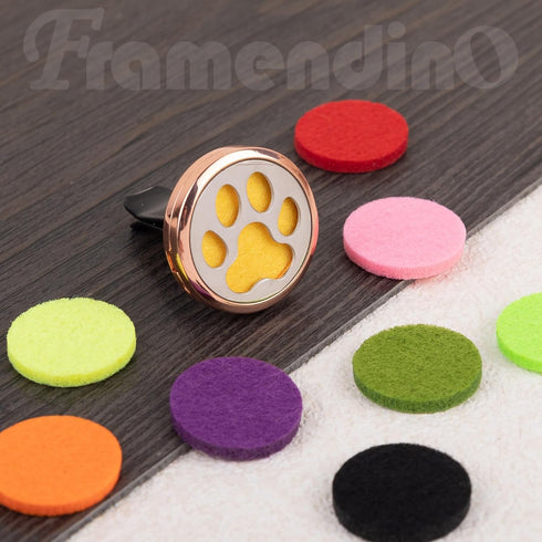 Framendino 1 Pack Dog Paw Print Essential Car Oil Diffuser - Aromatherapy Car AIR Freshener with 10 Felt Refill Pads