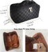MINGRI Large Capacity Travel Cosmetic Bag for Women - Waterproof PU Leather Makeup Bag, Grid-Black