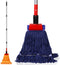Commercial Mop Heavy Duty Industrial Mop with 77” Long Handle, Looped-End String Wet Mop, 2 Mop Heads (Blue-Orange)