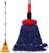 Commercial Mop Heavy Duty Industrial Mop with 77” Long Handle, Looped-End String Wet Mop, 2 Mop Heads (Blue-Orange)