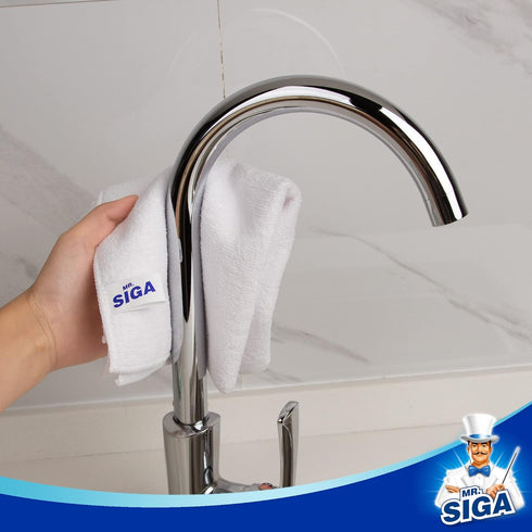 MR.SIGA Microfiber Cleaning Cloth, All-Purpose Towels, Streak Free Cleaning Rags, Pack of 12, White, Size 32 x 32 cm