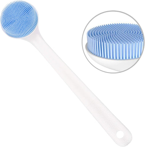 V-TOP Back Scrubber for Shower, Silicone Body Scrubber with Long Handle and Soft Bristles, Bath Exfoliator Brush