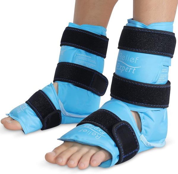 Relief Expert Ankle Foot Ice Pack Wrap, Reusable Gel Cold Pack for Instant Pain Relief (2 Packs)