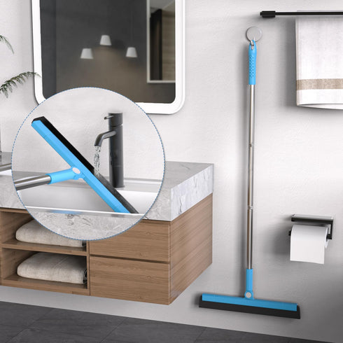 KOLLIEE Adjustable 59'' Long Handle Floor Squeegee - Professional Water Squeegee with Foam Blade