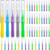 50 Pieces Interdental Brush Toothpick Dental Flossing Head Oral Hygiene Tool (Light Blue, Purple, Yellow, Gray, Light