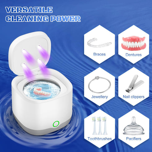 Ultrasonic Retainer Cleaner Machine for Dentures, 45kHz Professional Cleaner with 200ml Cleaning Basket