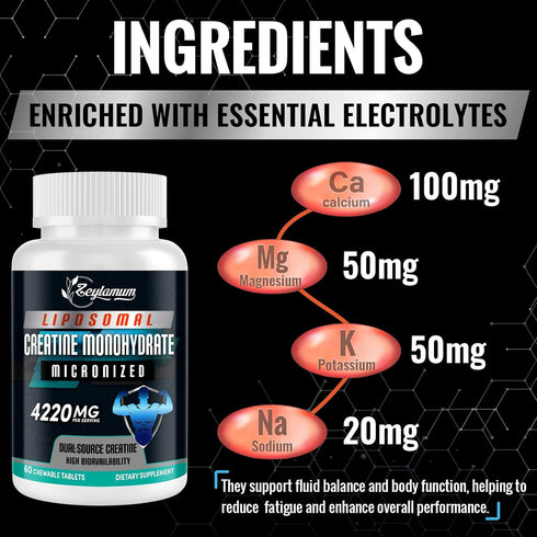 Creatine Chews Tablets for Men & Women, 4220 Mg Chewable Creatine Monohydrate for Energy, Faster Recovery, Strength,
