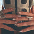Press on Nails Medium Almond MABKJLF, French Tip Fake Nails, Nude Full Cover White Gold Nail Tip, 24 Pcs