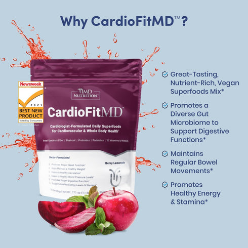 1MD Nutrition CardioFitMD - Vegan Beets Superfood Heart Health Powder - Nitric Oxide Supplement for Blood Pressure