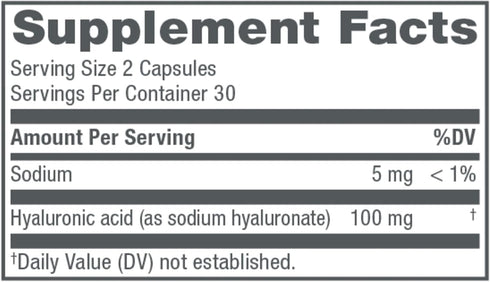 NeoCell Hyaluronic Acid Capsules, Essential Lubricant, 60 Count, 1 Bottle, Gluten Free