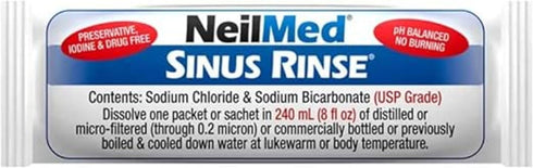 Sinus Rinse 5 Packets NeilMed Starter Kit with Premixed Saline - Large Volume Low Pressure Saline Nasal Irrigation