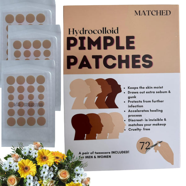 MATCHED Hydrocolloid Pimple Patches, Truly Invisible Acne Patches, 3 Sizes, 72-Count (1 Pack), Acne Skincare that