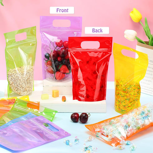 Sinload 120 (Clear,4.7 7.9 Inch) Pcs Plastic Gift Bag Bulk Resealable Party Goodie Bag with Clear Window Color Favor