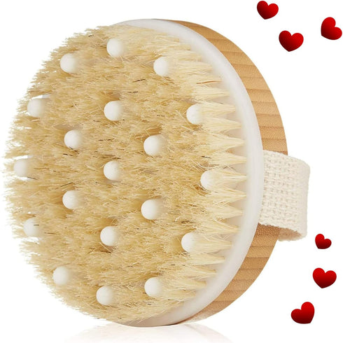 Premium Face Scrubber Set, Natural Bristle Facial Cleansing Brush for Sensitive Skin, 1 Pack Dry Body Brush