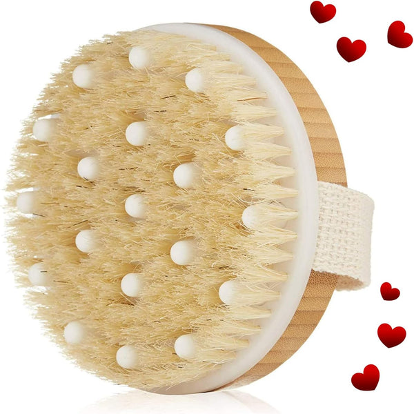 Premium Face Scrubber Set, Natural Bristle Facial Cleansing Brush for Sensitive Skin, 1 Pack Dry Body Brush