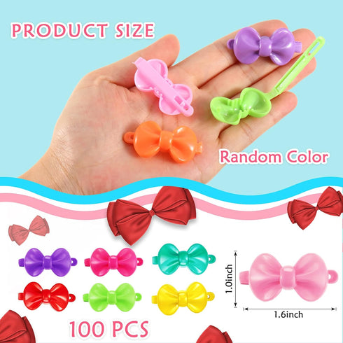 WILLBOND 100 Pieces Girls Hair Barrettes, Self Hinge Plastic Clip Toddler Kids Baby 80s 90s Colorful Cartoon Hair Pin