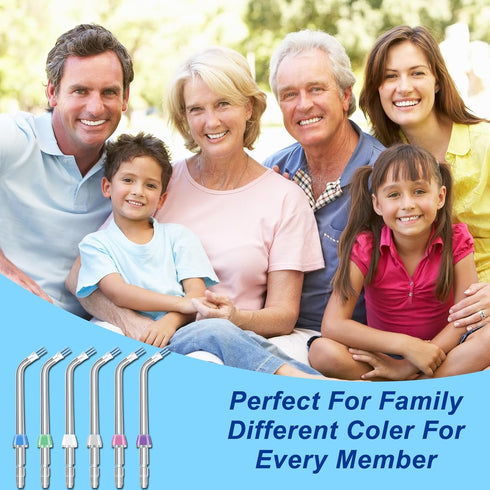Flosser Replacement Tips for Waterpik, Plaque Seeker Tips Compatible with Oral Irrigators, 6-Pack