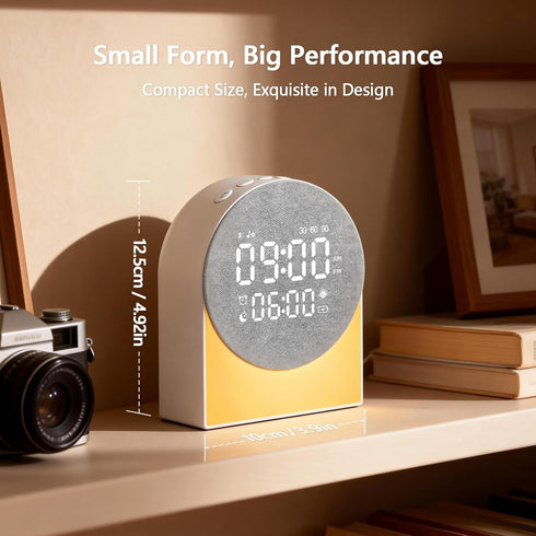Sunrise Alarm Clock White Noise Sound Machine Night Light, Sound Machine with Speakers Bluetooth Wireless Timer Digital