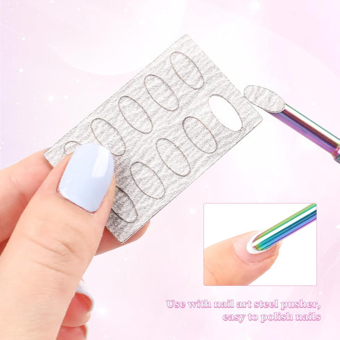 Nail Cuticle Pusher Self-Adhesive Sandpaper Manicure Kit Nail Art Pre-polishing Sand Paper 240/100 Grit Sandpaper Sheets Nail Pusher Replace Sanding Paper Nail Care Tools