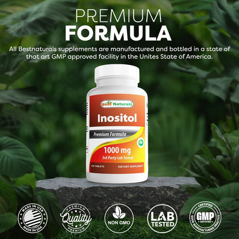 Best Naturals Inositol 1000mg, 120 Tablets, Also Known as Vitamin B8