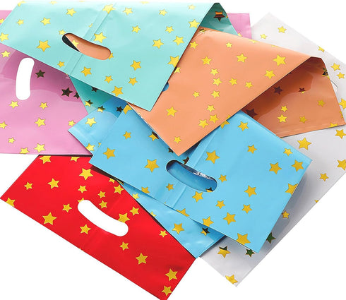 ZGORENDZ 48 Pack Cute Star Party Favor Bags for Kids Birthday, Plastic Gift Bags Bulk for Baby Shower, Wedding,