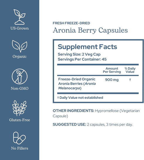 Eclectic Institute Organic Aronia Berry Capsules | 90 CT (450 mg) | Supports Heart, Immune, Digestive Health