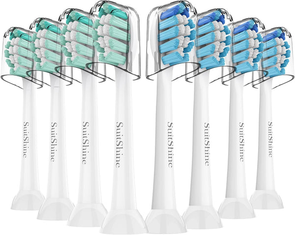 Replacement Toothbrush Heads for Philips Sonicare, 8 Pack, Compatible with Snap-on Handles