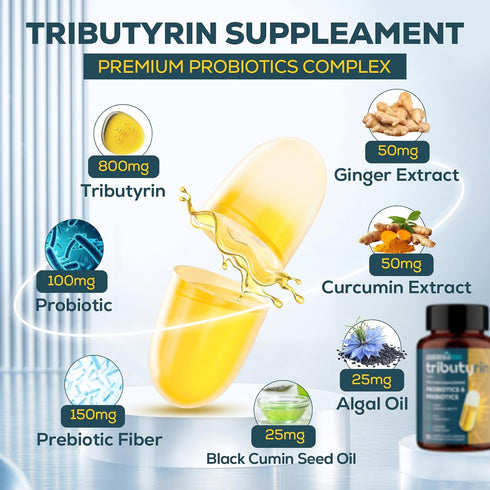 Quorinthiumax Immune 800mg 90 Tributyrin Supplement for Gut & | High Bioavailability with Microencapsulated Probiotics