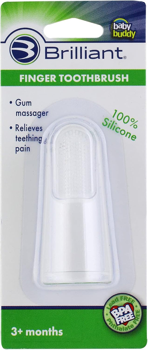 Brilliant Baby Finger Toothbrush, Silicone Gum Massager and Teether Brush for Babies, Clear, 1 Count