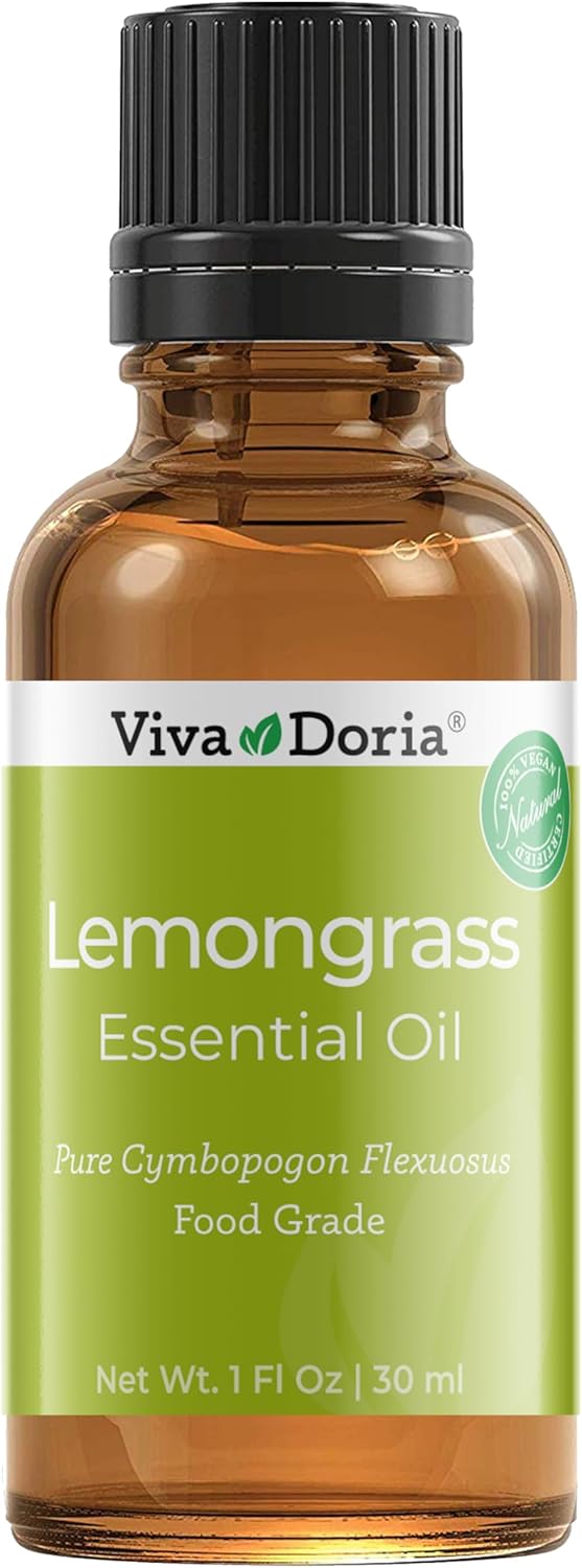 Viva Doria 100% Pure Lemongrass Essential Oil, Undiluted, Food Grade, 30 mL (1 Fl Oz)