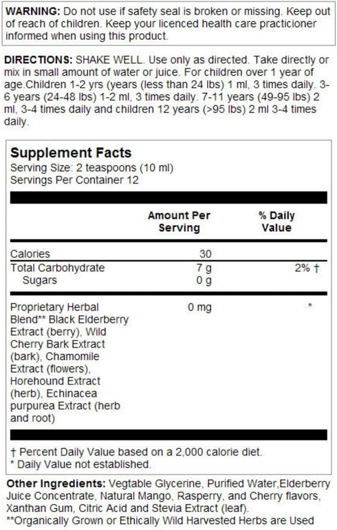 Herbs for Kids Eldertussin Elderberry Syrup, Cherry Berry (Btl-Plastic) | 4oz