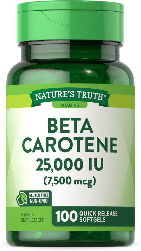 Beta Carotene 25000 IU Softgels, 100 Count Vitamin A Supplement, Non-GMO, Gluten Free by Nature's Truth