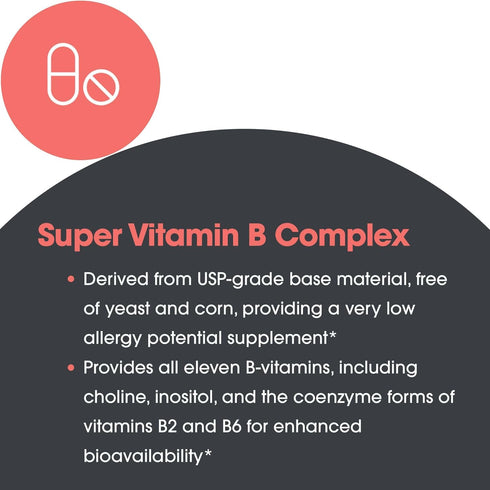 Allergy Research Group Super Vitamin B Complex, 120 Count Vegetarian Capsules