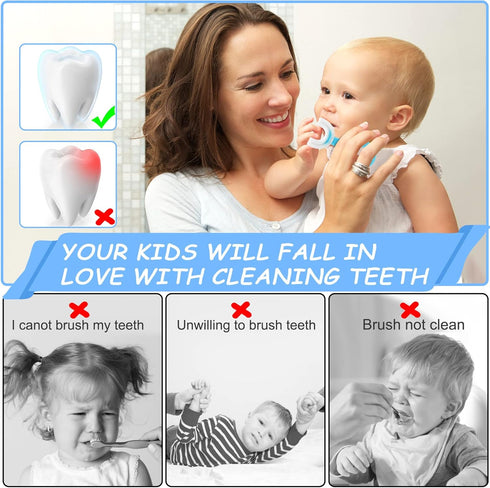 4 Pack U Shaped Toothbrush for Kids - Soft Silicone Brush Head, 360° Oral Teeth Cleaning Design for Ages 2-6