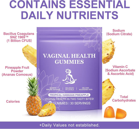 Gummies 60 Count, Gummy, Immune, Gummies Pineapple for Women PH PH Balance for Women, Probiotics Vaginal Improve
