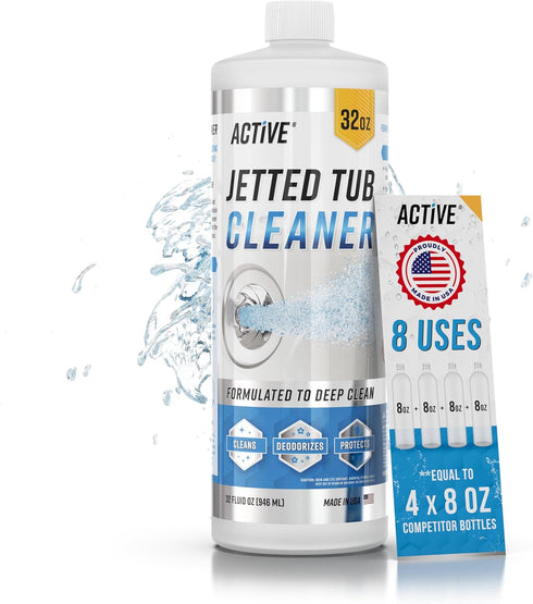 ACTIVE Jetted Tub Cleaner, 32oz Bath Jet Cleaner for Whirlpool & Spa Bath System, Septic Safe Solution Made in USA
