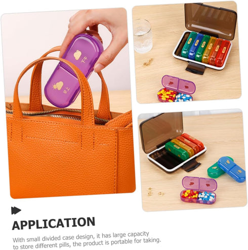Mikinona Portable Weekly Pill Organizer Day Medicine Case for Travel and Durable Design for Easy Dispensing Protects