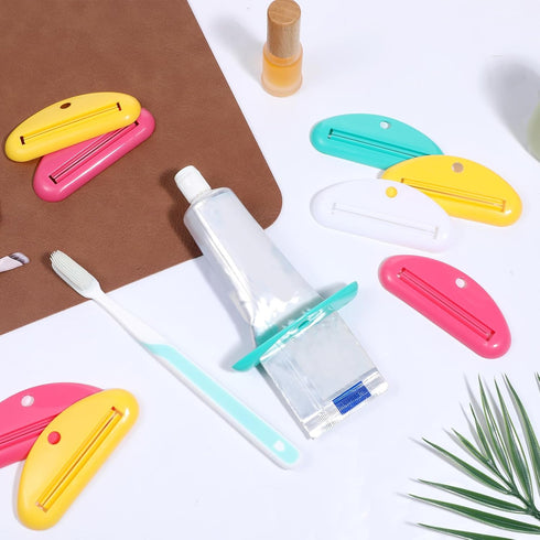 TIESOME 12Pcs 4 JJUNW Toothpaste Squeezers Bulk, Colors Toothpaste Clips Tube Squeezer Dispenser, Toothpaste Rollers