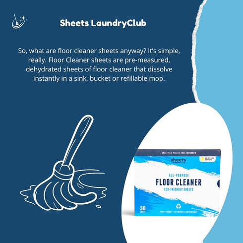 Sheets Laundry Club Liquidless Dissolvable Floor Cleaning Sheets - 30 Sheets, Lemon, Plant-Based Cleaning Agents
