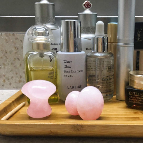 MIMOSA Handmade Natural Rose Quartz Gua Sha Scraping Massage Tool Mushroom Shaped GuaSha Board for SPA Relaxing