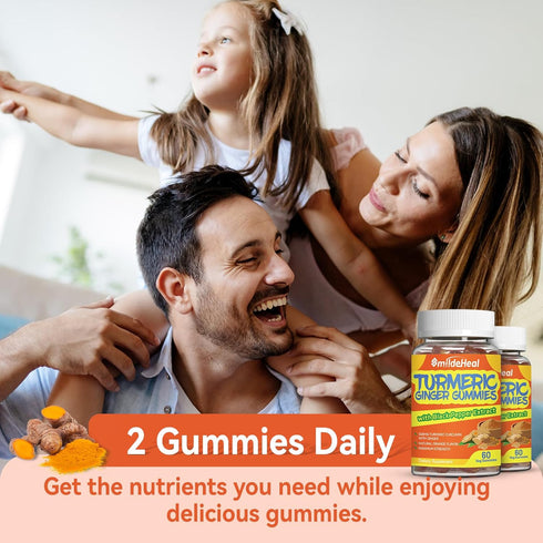 Turmeric Curcumin Gummies 500mg with Ginger Root, Black Pepper Extract, Antioxidant Support, 60 Count
