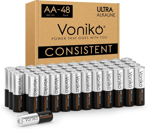 Voniko AA Batteries 48 Pack - Alkaline Double A Battery - Ultra Long-Lasting,