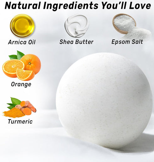 Natural Bath Bombs for Dry Skin Hydration, Luxurious Fizzing Bubble Bath Gift with Turmeric & Arnica Essential Oil