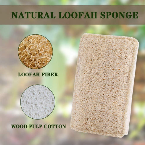 Upgrade Natural Loofah Kitchen Sponges 6 Pack, eco Friendly sponges for Dishes ,Reusable Kitchen sponges and scrubbers,luffa sponges Dish sponges for Washing Dishes dishwashing sponges by WANGDA.G
