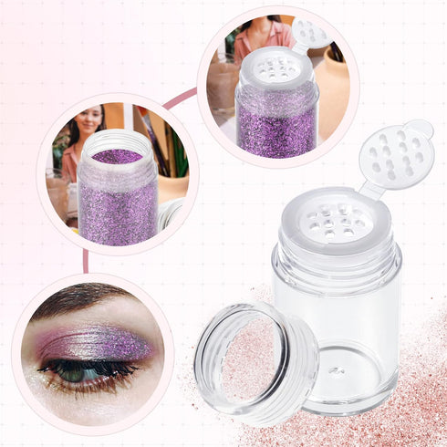 RAYNAG 6 Pieces Mini Empty Loose Powder Bottle, Travel Cosmetic Glitter Shaker with Sifter and Lids