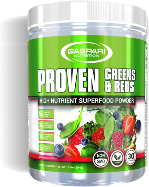 Gaspari Nutrition Greens and Reds: Organic Superfood Powder, Vegan & Non-GMO, Immune Support, Probiotics and Fiber (30