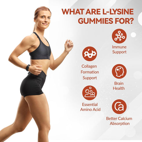 L-Lysine 1000mg Gummies, Chewable Supplement for Adults, Immune Support, Lemon Flavor, 60 Count