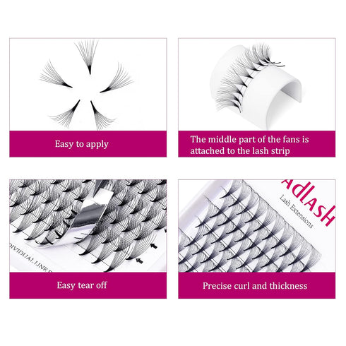 Lash Extension 10D Premades D Curl 0.07 14mm Volume Eyelash Extensions, Short Stem Supplies